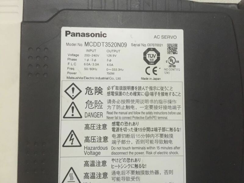 1PC USED PANASONIC AC SERVO DRIVER MCDDT3520N09 EXPEDITED SHIPPING