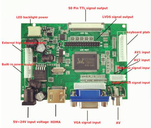 LCD Display TTL LVDS Controller Board HDMI VGA 2AV 50PIN for AT0