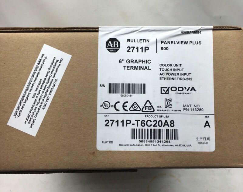 AB 2711P-T6C20A8 2711PT6C20A8 NEW IN BOX 1PCS