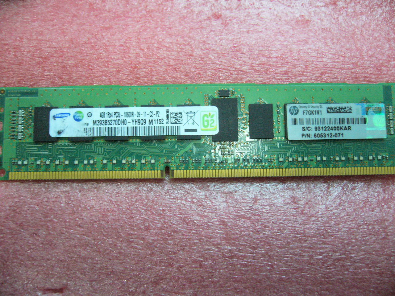 QTY 1x 4GB DDR3 1Rx4 PC3L-10600R ECC Registered Server memory HP 605312-071