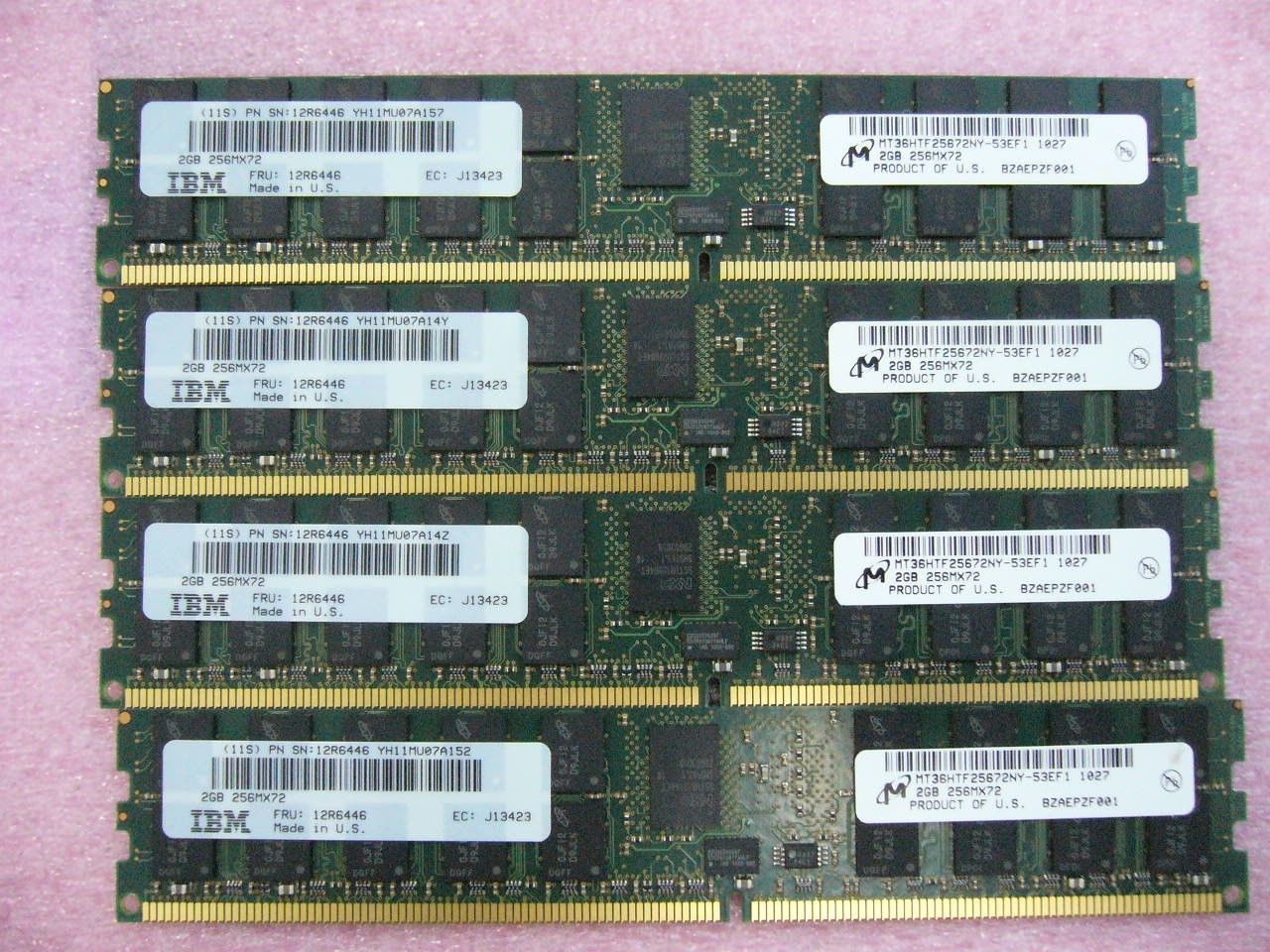 8GB Lot, QTY 4x 2GB DDR2 PC2-4200R ECC Registered Memory for IBM P5 FRU 12R6446