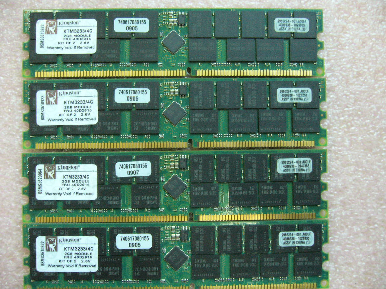 QTY 1x 2GB Kingston KTM3233/4G PC-3200R ECC Registered Server memory FRU 40D2916