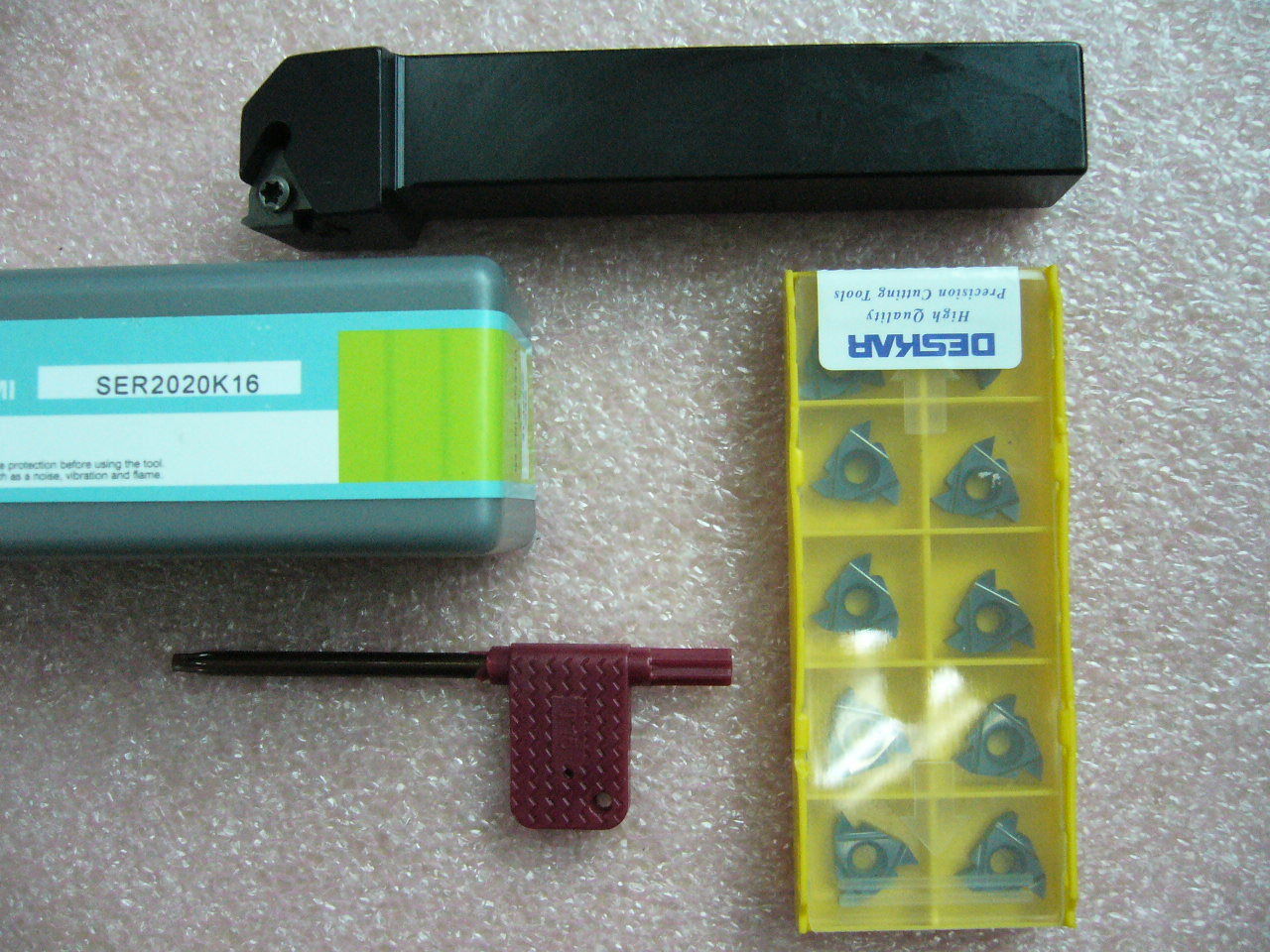 10x 16ER Threading Inserts (ISO UN AG BSPT Type Selectable) with TOOL HOLDER set