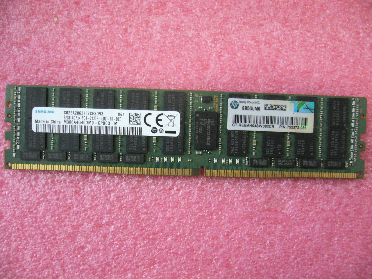 QTY 1x 32GB DDR4 4DRx4 PC4-2133P-LD0 ECC Registered memory Samsung HP 752372-081