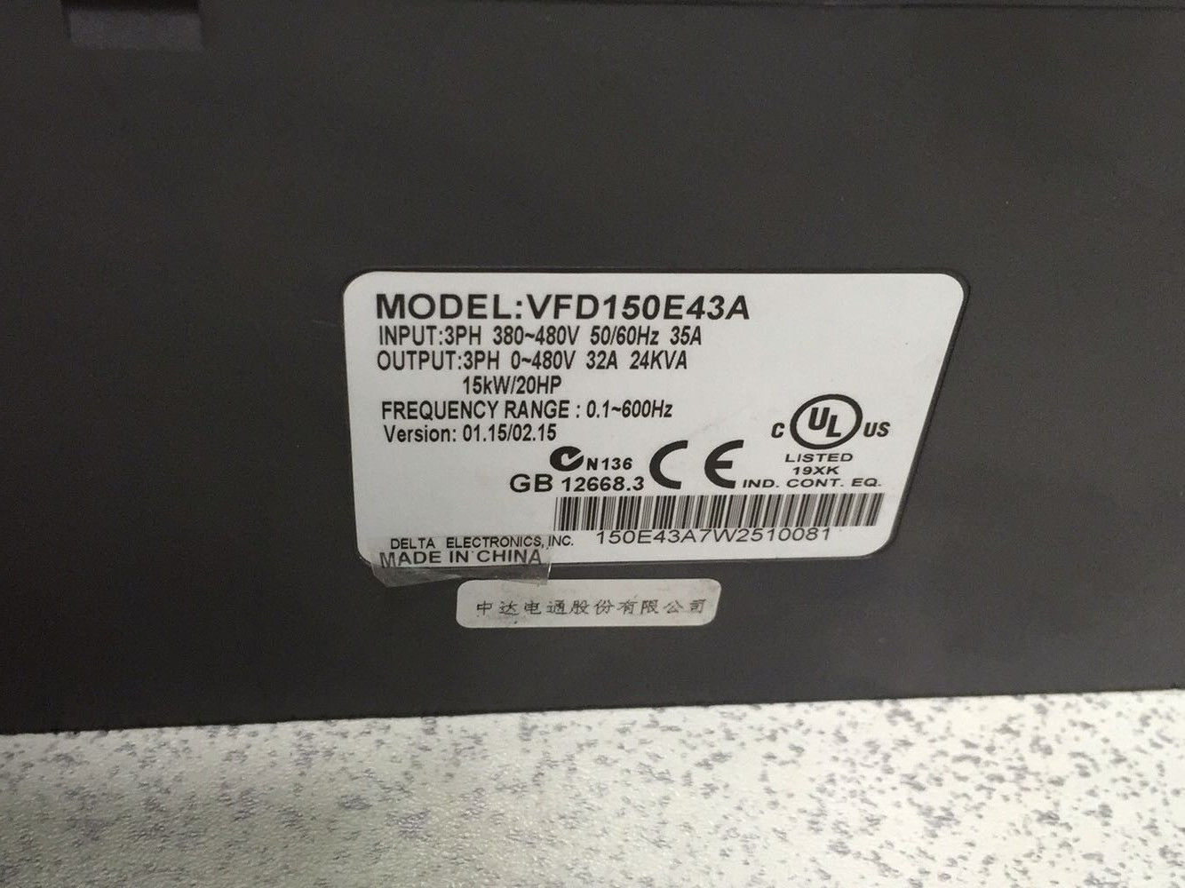 VFD150E43A DELTA VFD Inverter Frequency converter 15kw 20HP 3 PHASE 380V