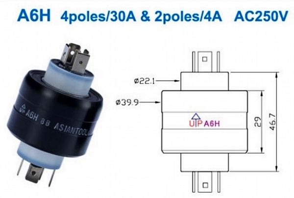 A6H Mercury Conductive Slip Ring, 6 Way Electric Rotating Joint, MERCOTAC M630